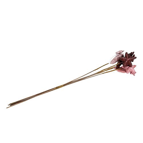 Sternenbündel mit Glitzer Rosa, Bordeaux 60cm 5St