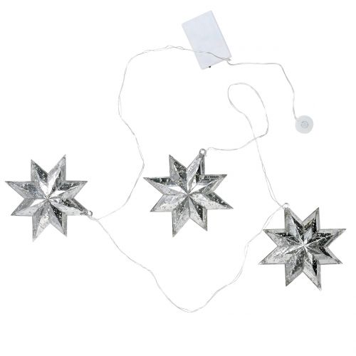 Sternenkette Acryl Silber 150cm x3 mit LED für Batterien Sternenkette Acryl Silber 150cm x3 mit LED für Batterien