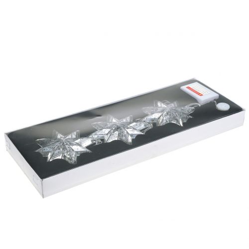 Sternenkette Acryl Silber 150cm x3 mit LED für Batterien