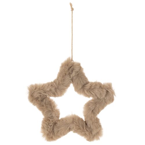 Hängender Deko-Stern aus Kunstfell 21 cm Beige für Innenbereich | Floristik21.de