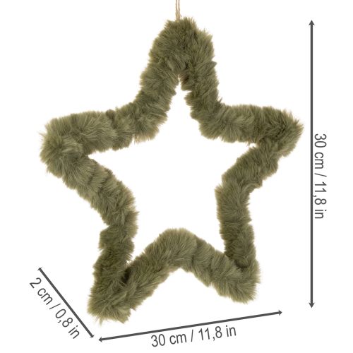 Stern Hängedekoration Kunstfell Grün 30cm 3er-Set | Floristik21.de