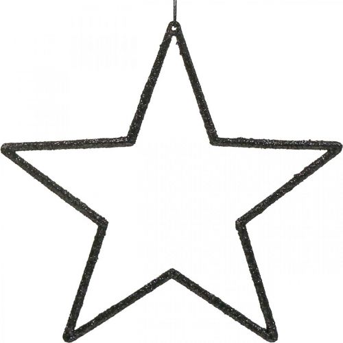 Floristik21 Weihnachtsdeko Stern Anhänger Schwarz Glitter 17,5cm 9 St