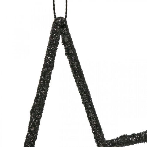 Artikel Weihnachtsdeko Stern Anhänger Schwarz Glitter 17,5cm 9 St