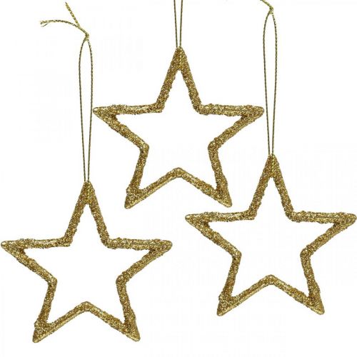 Floristik21 Weihnachtsdeko Stern Anhänger Golden Glitter 7,5cm 40 St