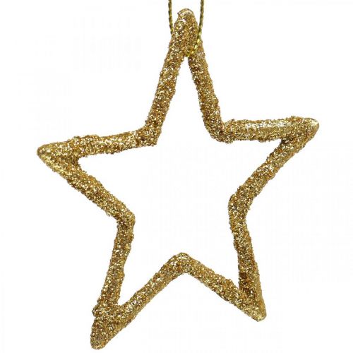 Floristik21 Weihnachtsdeko Stern Anhänger Golden Glitter 7,5cm 40 St