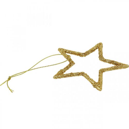 Floristik21 Weihnachtsdeko Stern Anhänger Golden Glitter 7,5cm 40 St
