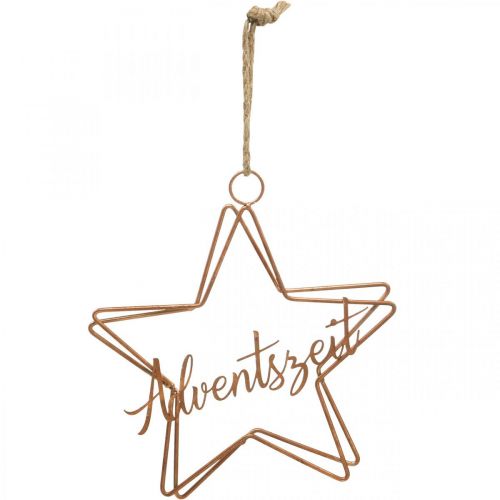 Sternanhänger “Adventszeit”, Weihnachtsdeko, Dekoring aus Metall Bronzefarben 32×20cm
