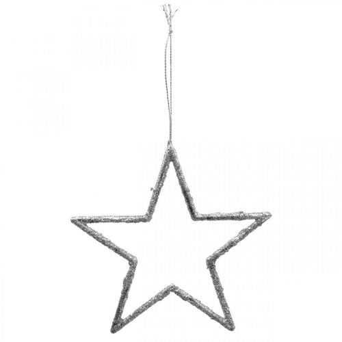 Floristik21 Stern zum Hängen, Christbaumschmuck, Deko Stern Silbern 11,5×12cm 12St