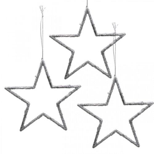Floristik21 Stern zum Hängen, Christbaumschmuck, Deko Stern Silbern 11,5×12cm 12St