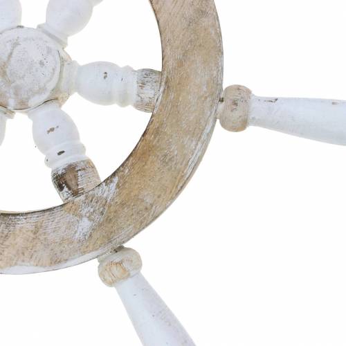 Deko Steuerrad Ø 35cm weiß//natur MDF//Holz Wandhänger maritime Dekoration