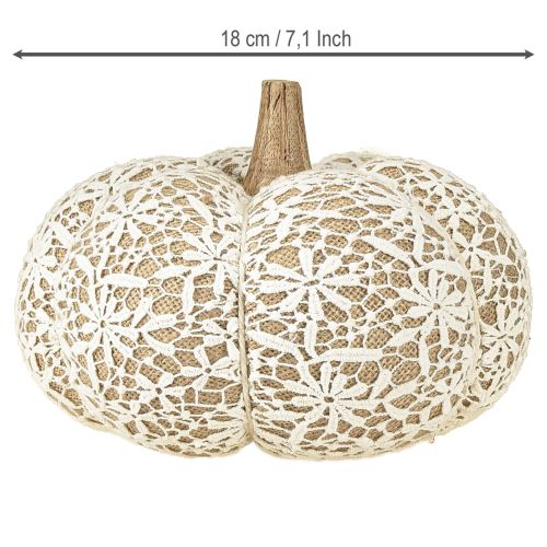 Artikel Stoff Kürbis Deko Jute Spitze Weiß/Beige Vintage Deko Ø18cm