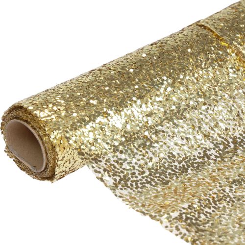 Floristik21 Tischläufer Weihnachten Gold Pailletten Tischband 48x450cm