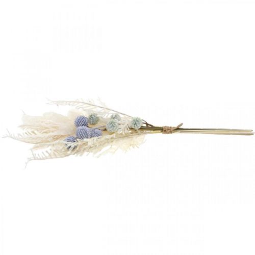 Artikel Silberblatt Kugeldisteln Farn Kunstblumen Creme 56cm Bund