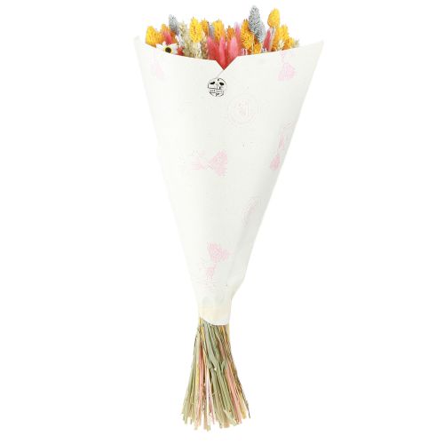 Artikel Strauß Trockenblumen Getreide Rosa Gelb Blau 55cm Deko