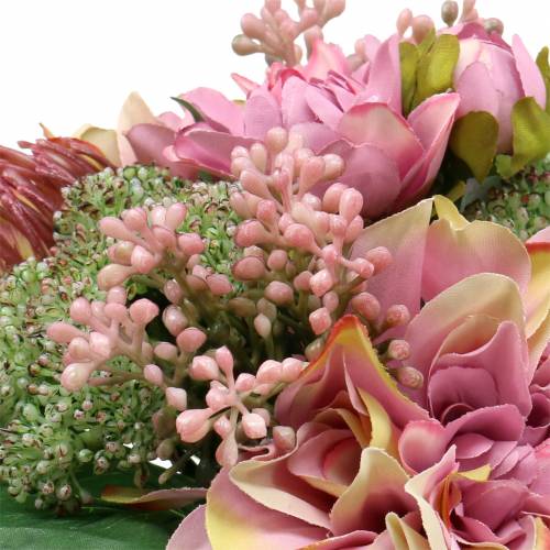 Floristik21 Blumenstrauß Dahlie und Protea, Seidenblumen, Sommerdeko L25cm