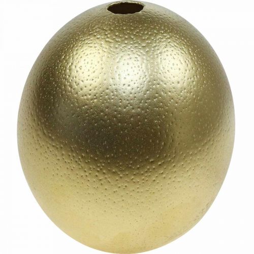 Straußenei Deko Ausgeblasen Osterdeko Gold Ø12cm H14cm