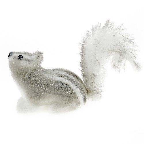 Floristik21 Streifenhörnchen 21x14cm grau-weiß mit Glimmer