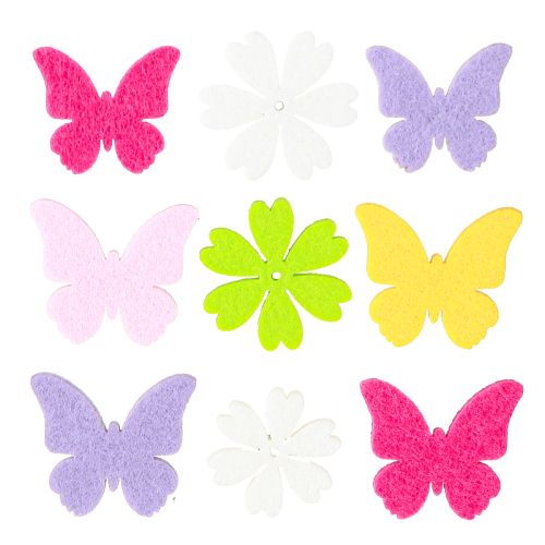 Floristik21 Streudeko Frühling Schmetterling Blumen 6 Farben - Filzdeko für Floristen & Dekorateure, 72 Stk