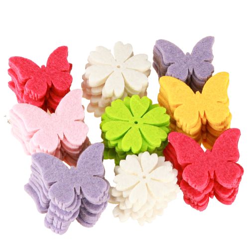 Artikel Streudeko Frühling Schmetterling Blumen 6 Farben - Filzdeko für Floristen & Dekorateure, 72 Stk