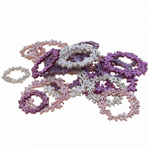 Floristik21 Streudeko Holz Blumenkranz Streuteile Frühling Bunt Ø3-5cm 24 St