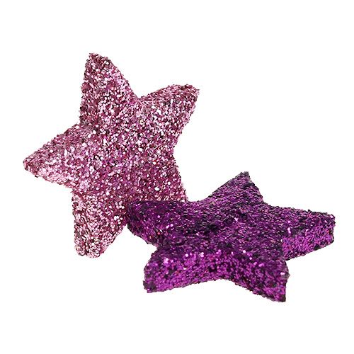 Artikel Streudeko Stern mit Glimmer 1,5cm Rosa, Lila 144St