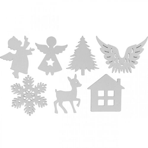 Floristik21 Streudeko Weihnachten Holz Mix Weiß 4cm 72 St