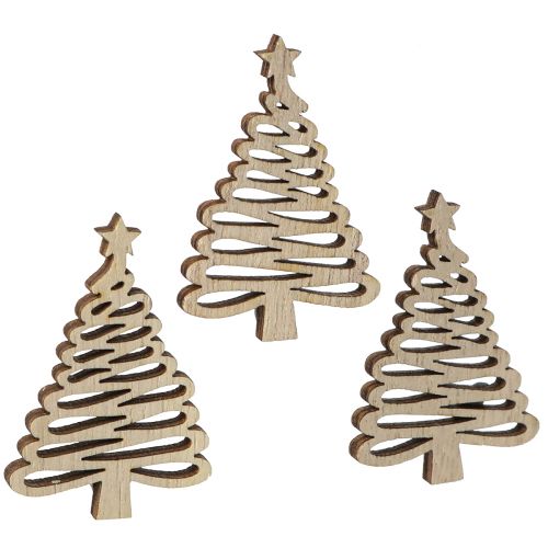 Floristik21 Streudeko Weihnachten Natur-Holztannenbäume, Festtagsdeko, 72 Stück, 3x4,5cm