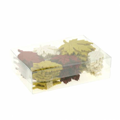 Floristik21 Streudeko Herbstblätter Filz Bordeaux/Creme/Grün 72 St