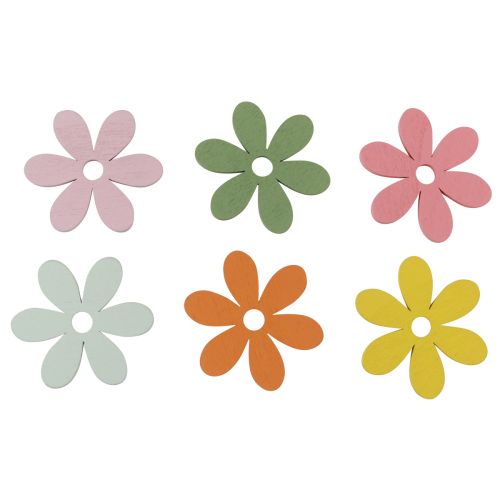 Floristik21 Streudeko Holz Blumen Farbig Tischdeko Ø3-4cm 48 St