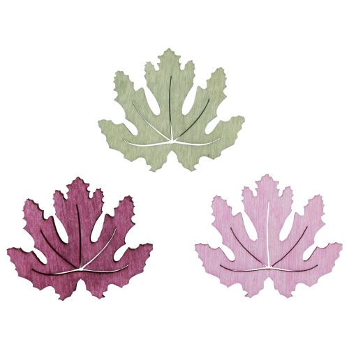 Streudeko Holz Herbstblätter Tischdeko Lila Rosa Grün 4cm 72St