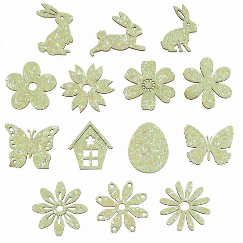 Streudeko Holz Streuteile Frühling Ostern Grün 2–4cm 64St