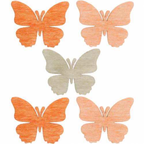 Floristik21 Streudeko Schmetterling Holzschmetterlinge Sommerdeko Orange, Aprikose, Braun 144St