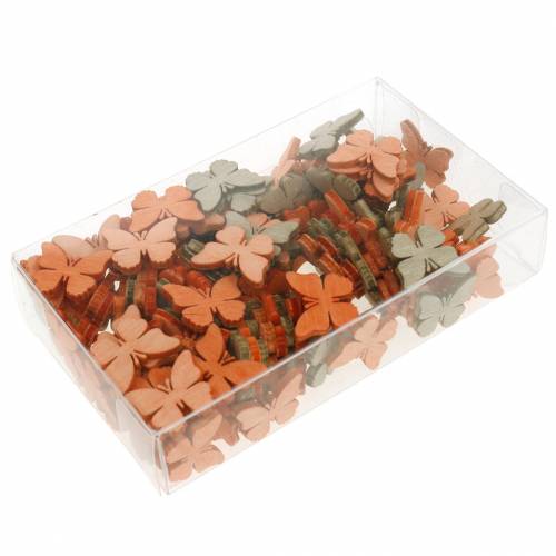 Floristik21 Streudeko Schmetterling Holzschmetterlinge Sommerdeko Orange, Aprikose, Braun 144St