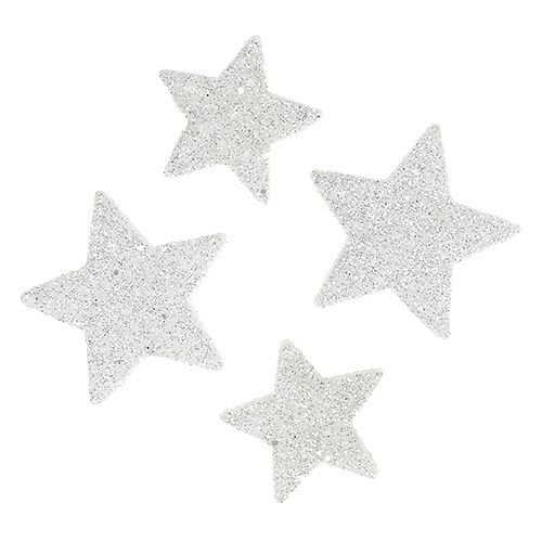 Floristik21 Streudeko Sterne weiß mit Glimmer 4-5cm 40St