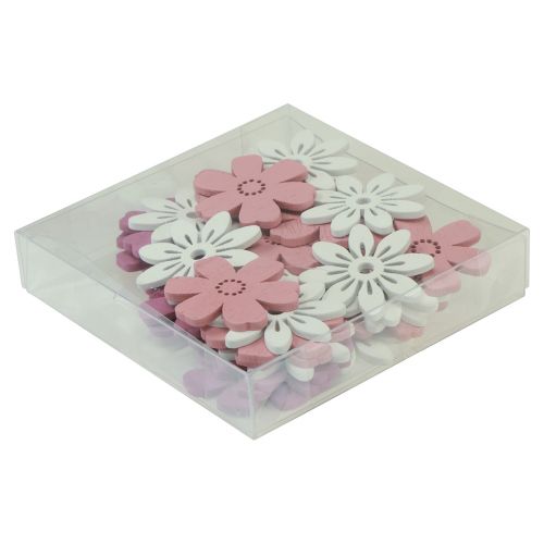 Artikel Streudeko Tisch Blumen Holz Weiß Rosa Lila 3,5cm 36St