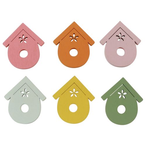 Floristik21 Streudeko Vogelhaus Holz Tischdeko Farbig 2,5–3,5cm 48 St