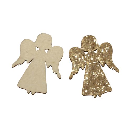 Artikel Streudeko Weihnachten Holz Engel Gold Glitter 5x3,5cm 48 St