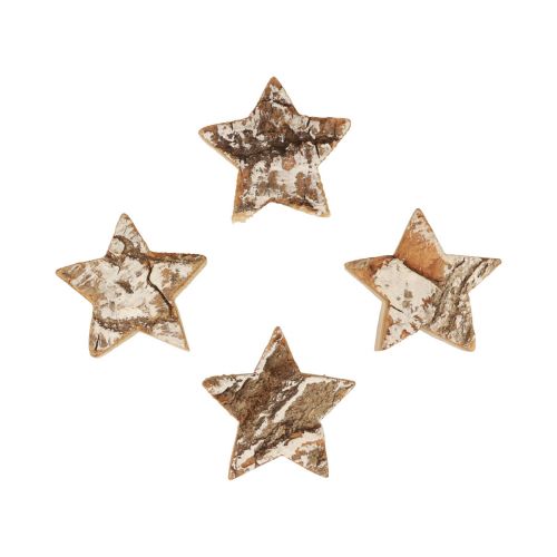 Streudeko Weihnachten Holzsterne Rinde Geweißt Ø5cm 12 St