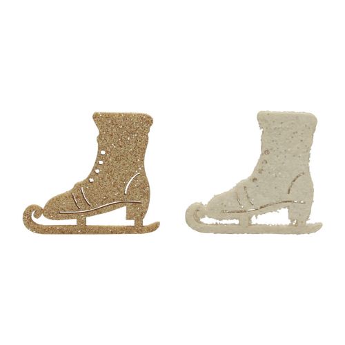 Artikel Streudeko Winterdeko Holz Schlittschuh Glitter 4x3,5cm 72St