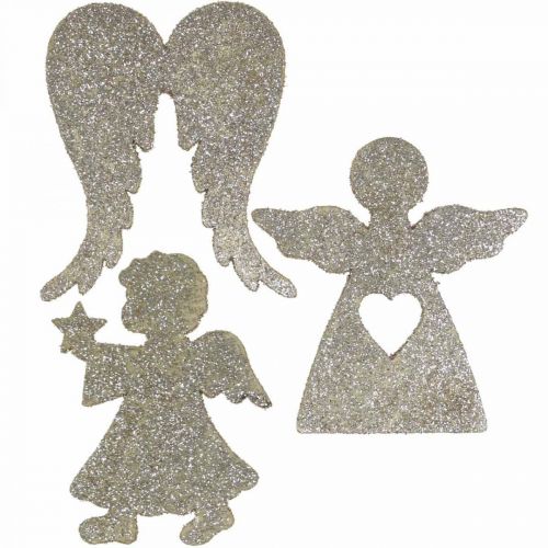 Floristik21 Streudeko Weihnachten Engel Deko Gold Glitter H8cm 24St