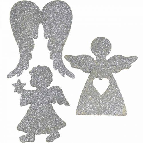 Floristik21 Streudeko Weihnachten Engel Deko Silber Glitter H8cm 24St