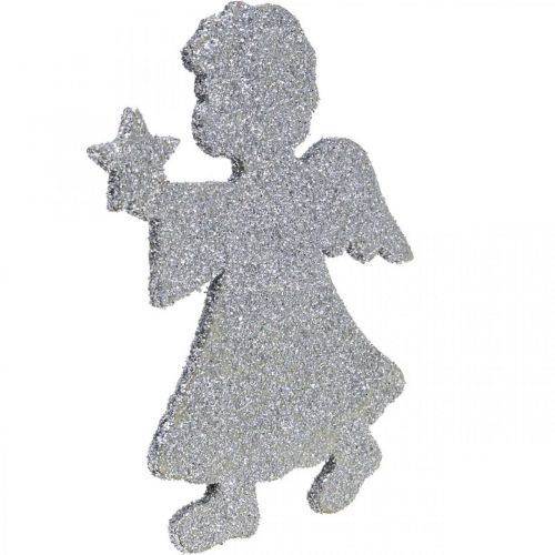 Artikel Streudeko Weihnachten Engel Deko Silber Glitter H8cm 24St