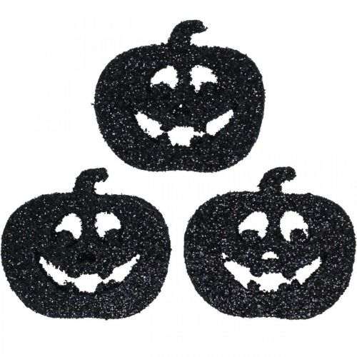 Floristik21 Streudeko Halloween Kürbis Deko 4cm Schwarz, Glitter 72St