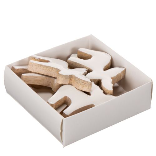 Holz-Elchfigur Weiß Natur 6cm