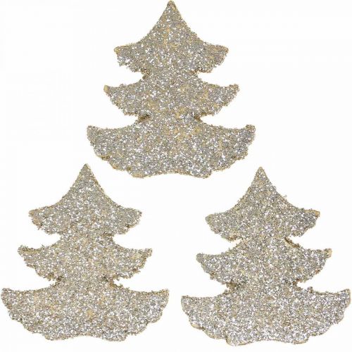 Floristik21 Streudeko Weihnachten Tannenbaum Gold Glitter 4cm 72 St