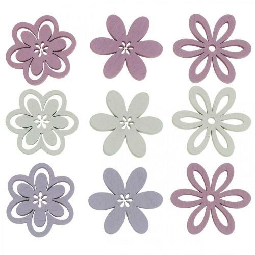 Floristik21 Holzblumen Streudeko Blüten Lila/Rosa/Weiß Ø3,5cm 48 St