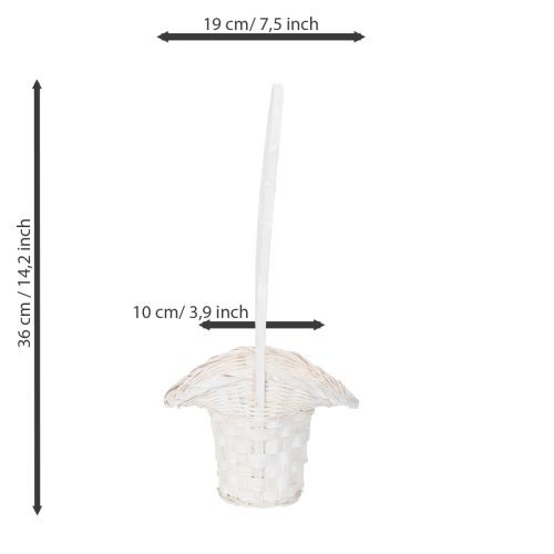 Artikel Hochzeitskorb aus Spaltweide Weiß 36cm 3er-Set für Blumen und Deko