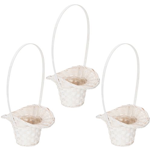 Artikel Hochzeitskorb aus Spaltweide Weiß 36cm 3er-Set für Blumen und Deko