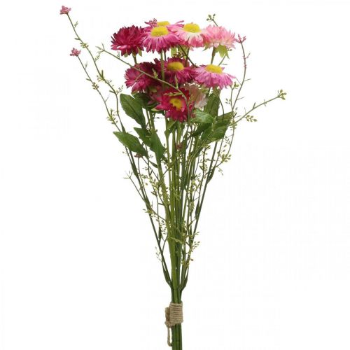 Floristik21 Rhodanthe Rosa-Pink, Seidenblumen, Kunstpflanze, Strohblumen-Bund L46cm