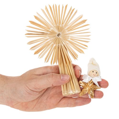 Set aus 35 Strohsternen und Figuren für Christbaumschmuck, naturfarbene Dekoration | Floristik21.de
